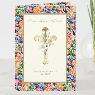 Cartão Ovos de Páscoa Ucranianos Cristo Ressuscitou Alelu
