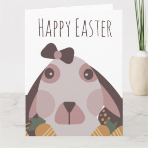 Cartão Ovos Feliz Páscoa Coelhos Cenouras