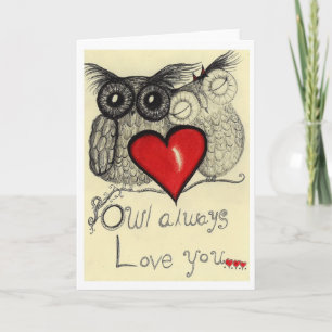 Cartão Owl Always love you... (Greeting card for your lov