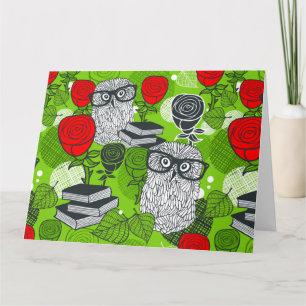 Cartão Owl in red roses