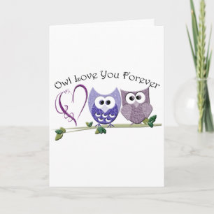 Cartão Owl Love You Forever, Cute Owls and Heart design