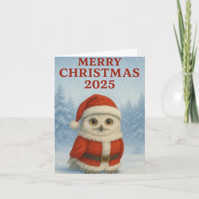 Cartão Owl Merry Christmas  (Frente)