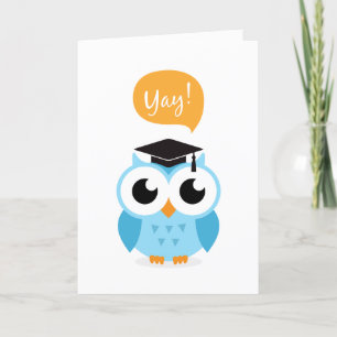 Cartão Owl with graduation hat congratulation