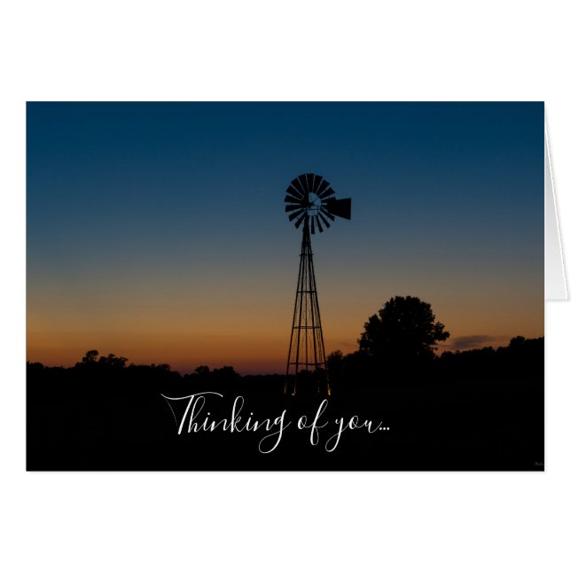 Cartão Ozark Windmill Pensando Em Você Sunset (Frente horizontal)
