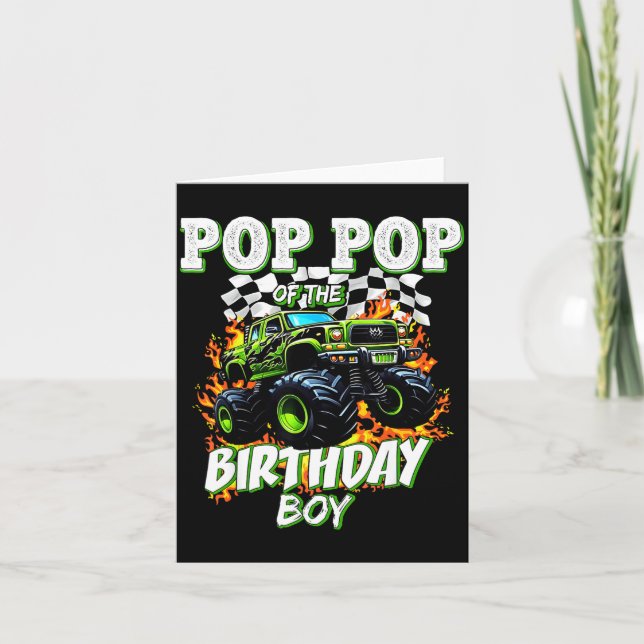 Cartão P P Of The Birthday Boy Monster Truck Birthday Kid (Frente)