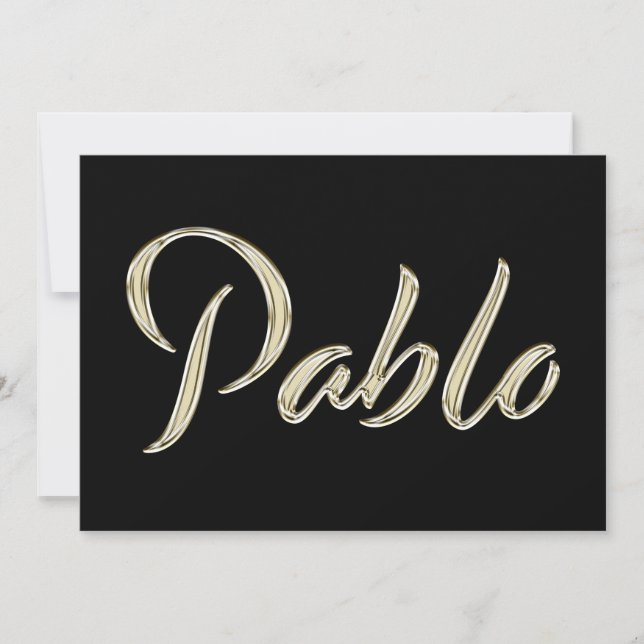 Cartão Pablo Name white gold Handwriting Karte (Frente)