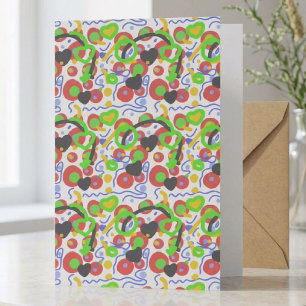 Cartão Padrão Abstrato de Doodle Pop Retro em Cor Vibrant