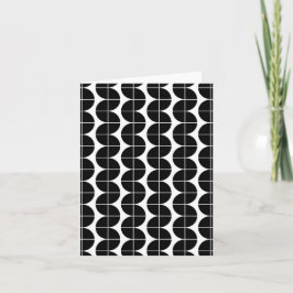 Cartão Padrão Abstrato Moderno Preto e Branco de Meados d