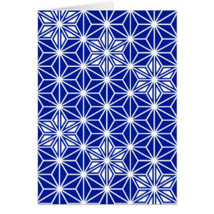Cartão Padrão Asanoha japonês - azul de cobalto