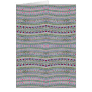 Cartão Padrão Bonito de Corações Rosa e Verde