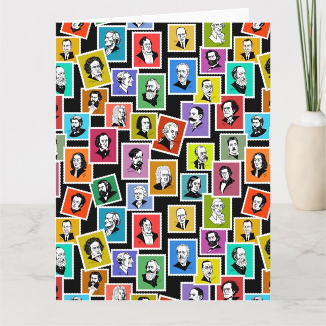 Cartão Padrão com retratos dos maiores compositores (Frente)