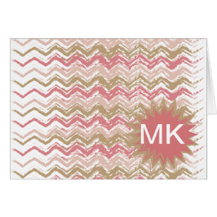 Cartão Padrão Coral Spice Scribble ZigZag Chevron