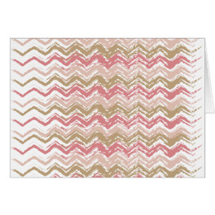 Cartão Padrão Coral Spice Scribble ZigZag Chevron