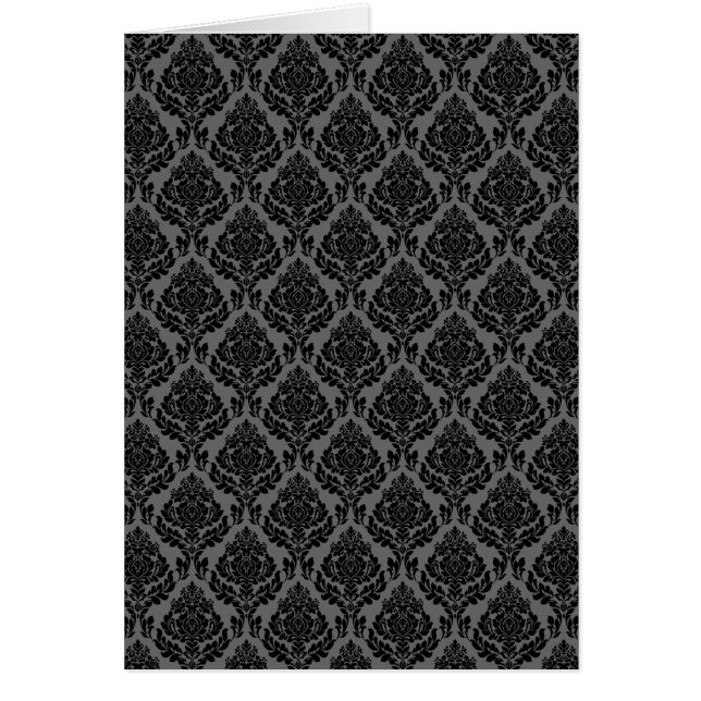 Cartão Padrão Damask (Cinza e Preto) (Frente)