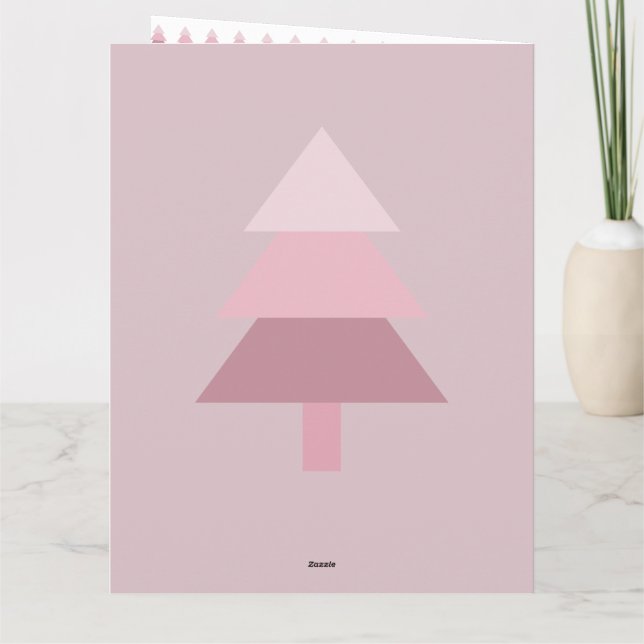 Cartão Padrão de árvore de Natal com efeito ombre rosa mo (Verso)