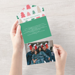 Cartão Padrão de Árvore de Natal Feliz Feriados