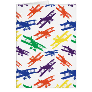 Cartão Padrão de avião de Biplano de cores primárias
