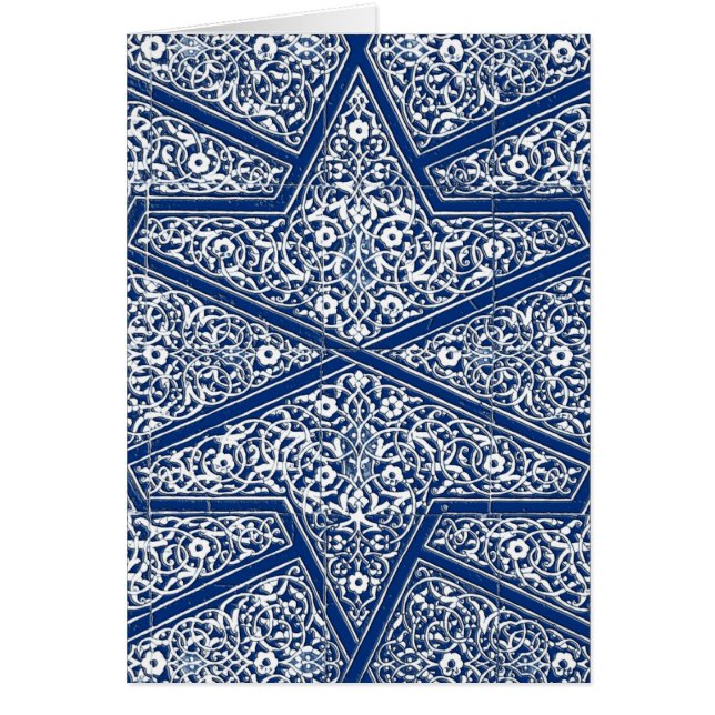 Cartão Padrão de azulejo persa - azul de cobalto e branco (Frente)