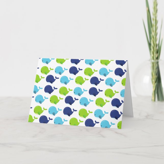 Cartão Padrão De Baleias, Baleias Cutas, Animais Do Mar (Frente)