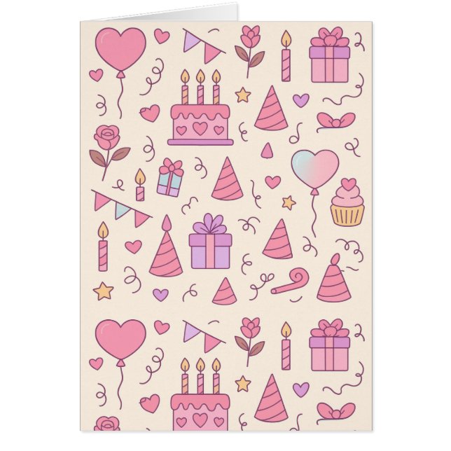Cartão Padrão de Celebração de Festa da Princesa Doce (Frente)