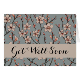 Cartão Padrão de cereja de flores cor-de-rosa elegante