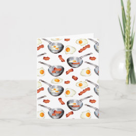 Cartão Padrão de Comida de Bacon e Ovos no Café da Água