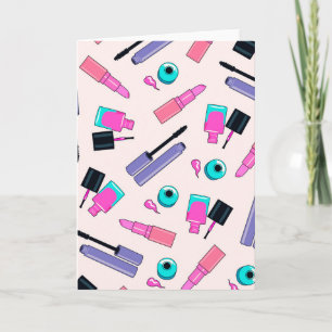 Cartão Padrão de cosméticos rosa e roxo