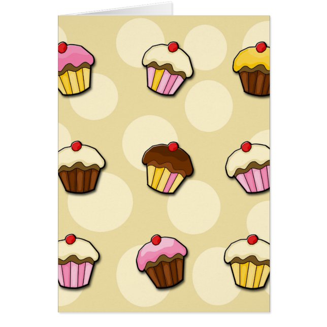 Cartão Padrão de cupcakes coloridos (Frente)