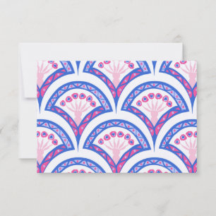 Cartão padrão de damasco floral azul