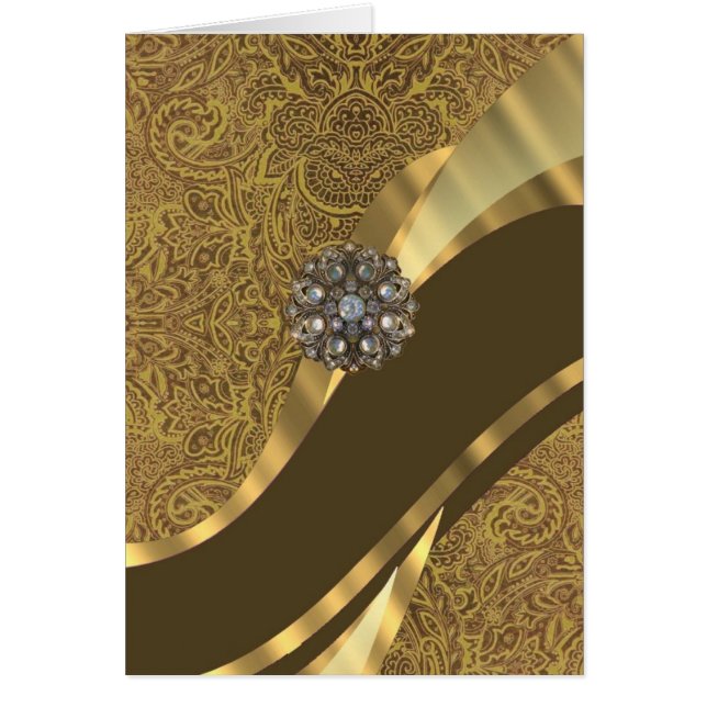 Cartão padrão de espiral ouro castanho (Frente)