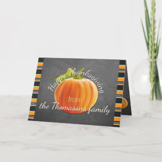Cartão Padrão de Faixa Verde Laranja de Pumpkin Cute Pers