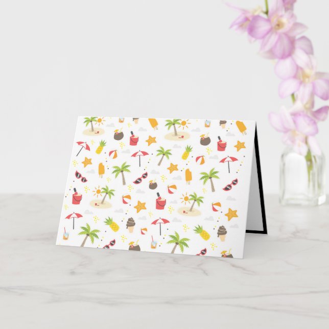 Cartão Padrão de Férias de Praia Tropical de Verão Design (Orquídea)