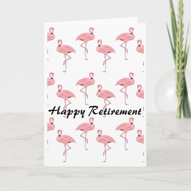 Cartão Padrão de Flamingo Rosa de Aposentadoria Feliz (Frente)