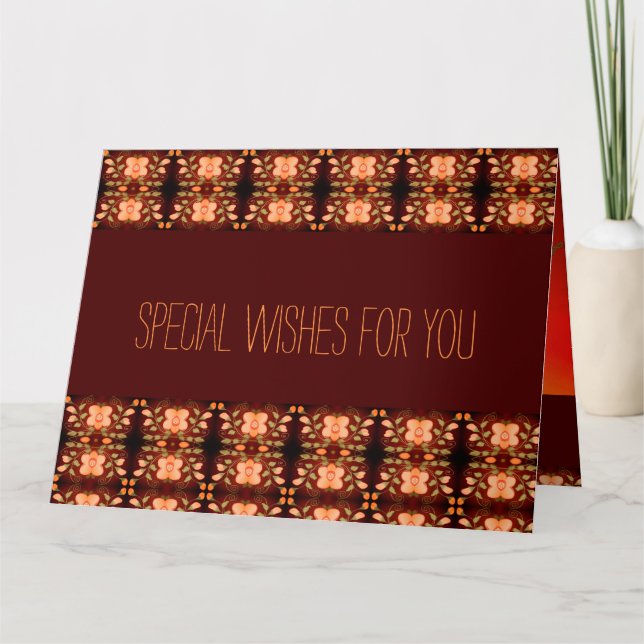 Cartão Padrão de Flor Laranja (Frente)