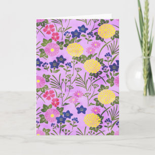 Cartão Padrão de Flor Vintage Roxa Bonita