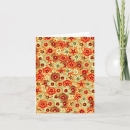 Cartão Padrão de Flores de Hippie Laranja Retro-Laranja