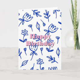 Cartão Padrão de flores, Feliz Aniversário 
