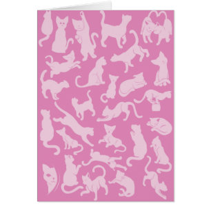 Cartão Padrão de Gato Rosa