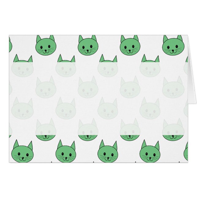 Cartão Padrão de gato verde. (Frente Horizontal)