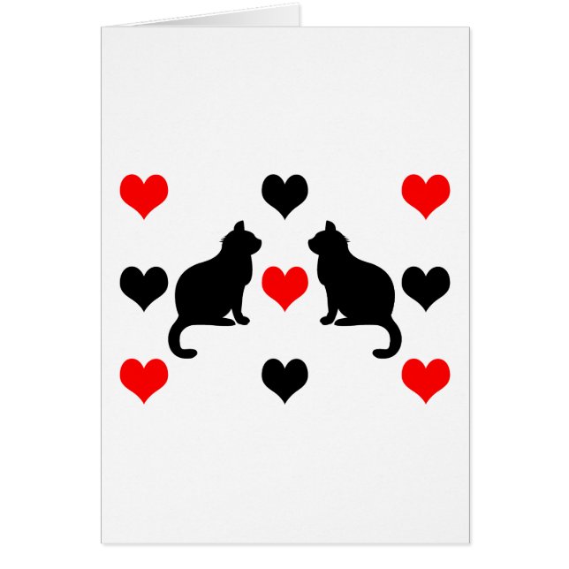Cartão Padrão de gatos e corações (Frente)