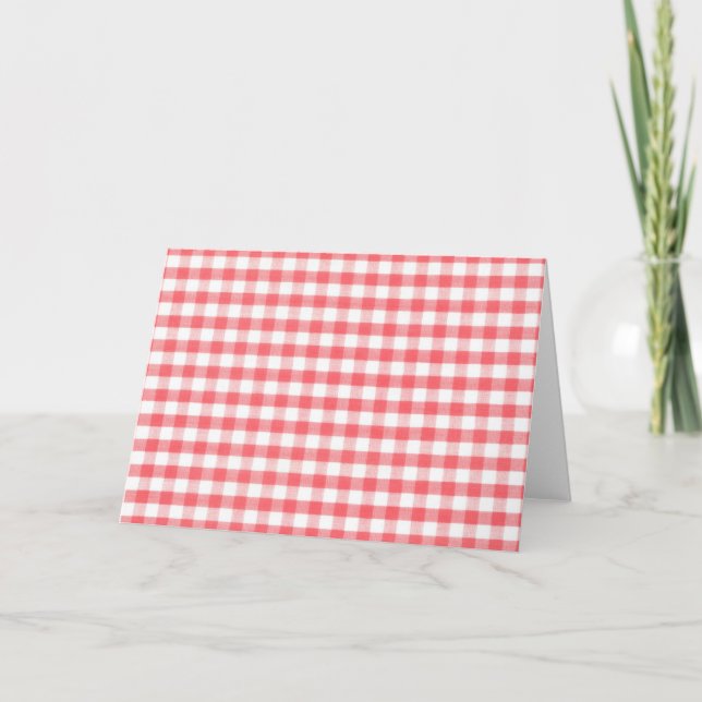 Cartão Padrão de Gingham Vermelho (Frente)