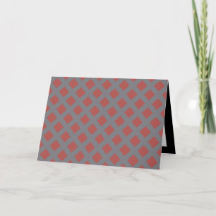 Cartão Padrão de Gingham Vermelho e Cinza