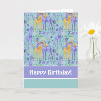 Cartão Padrão de Girafas Amarelas Pardas Brancas