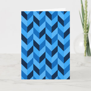 Cartão Padrão de Herringbone em azul