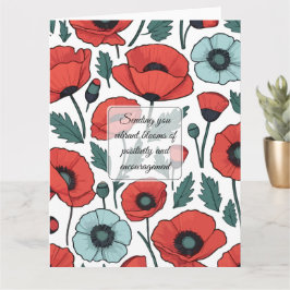 Cartão Padrão de Ilustração das Flores de Papoila Vibrant