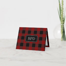 Cartão Padrão de iniciais monogramadas em xadrez de búfal