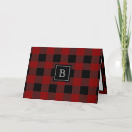 Cartão Padrão de Inicial Monogramada de Xadrez Búfalo Rús