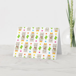 Cartão Padrão De Lhamas, Lhamas Cutas, Alpacas, Cactus