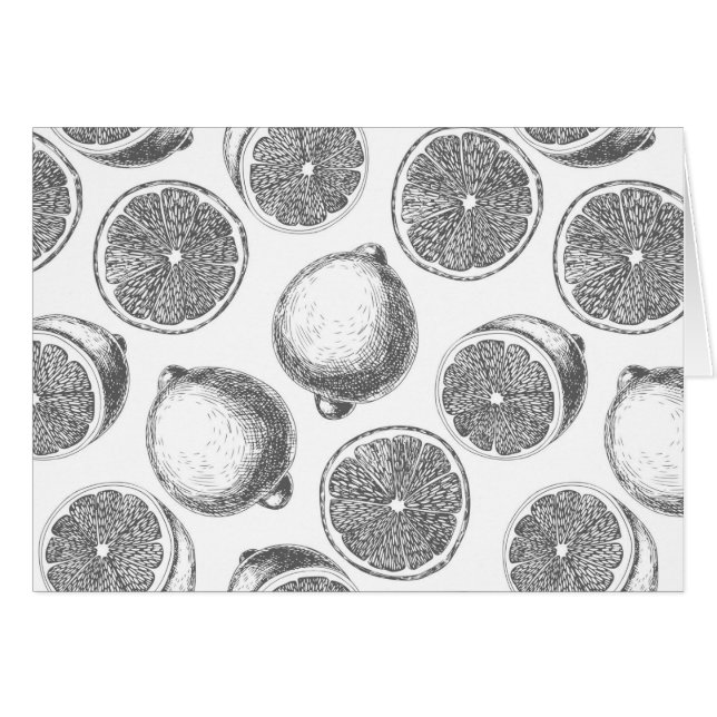 Cartão Padrão de limão desenhado à mão (Frente Horizontal)