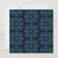 Padrão de Linha Abstrata em Verde Violeta e Preto